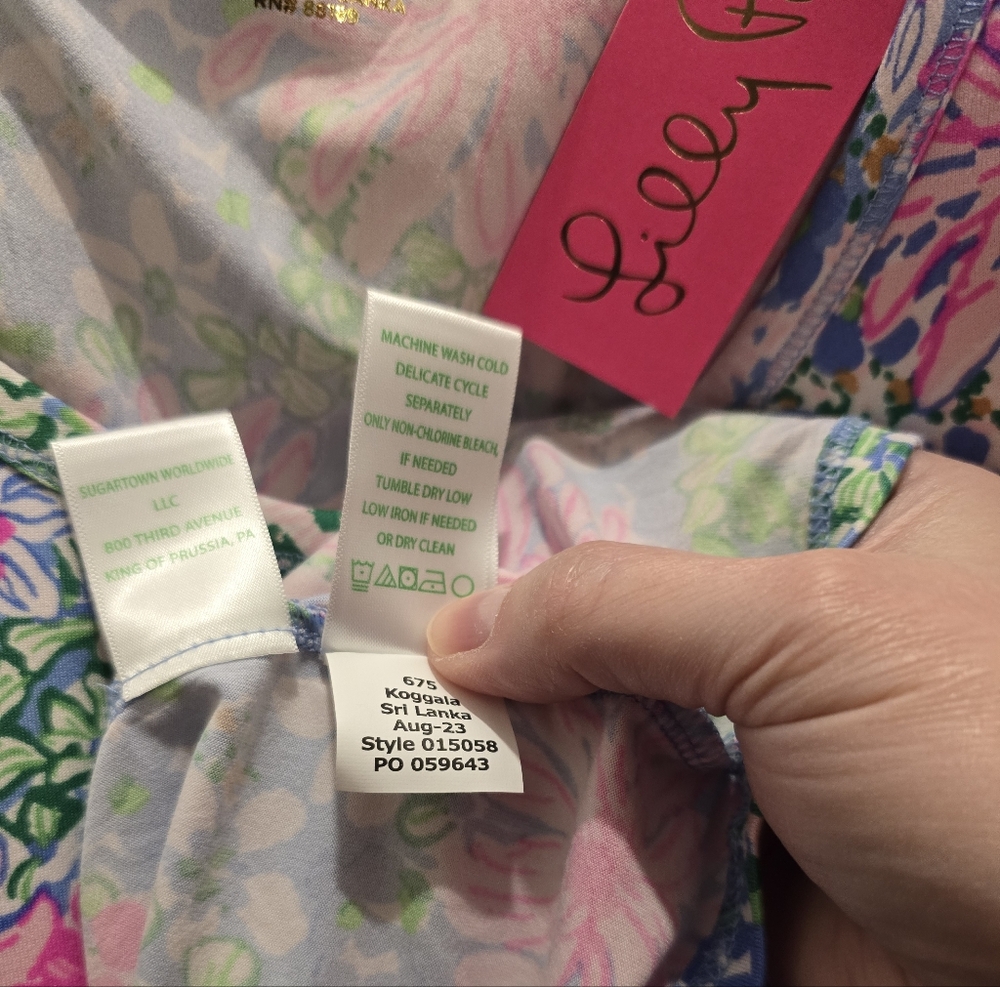 ⭐BNWT Lilly Pulitzer Multi Lil Soiree All Day Knit PJ LS Henley Top XXL Vibrant! - Picture 5 of 8